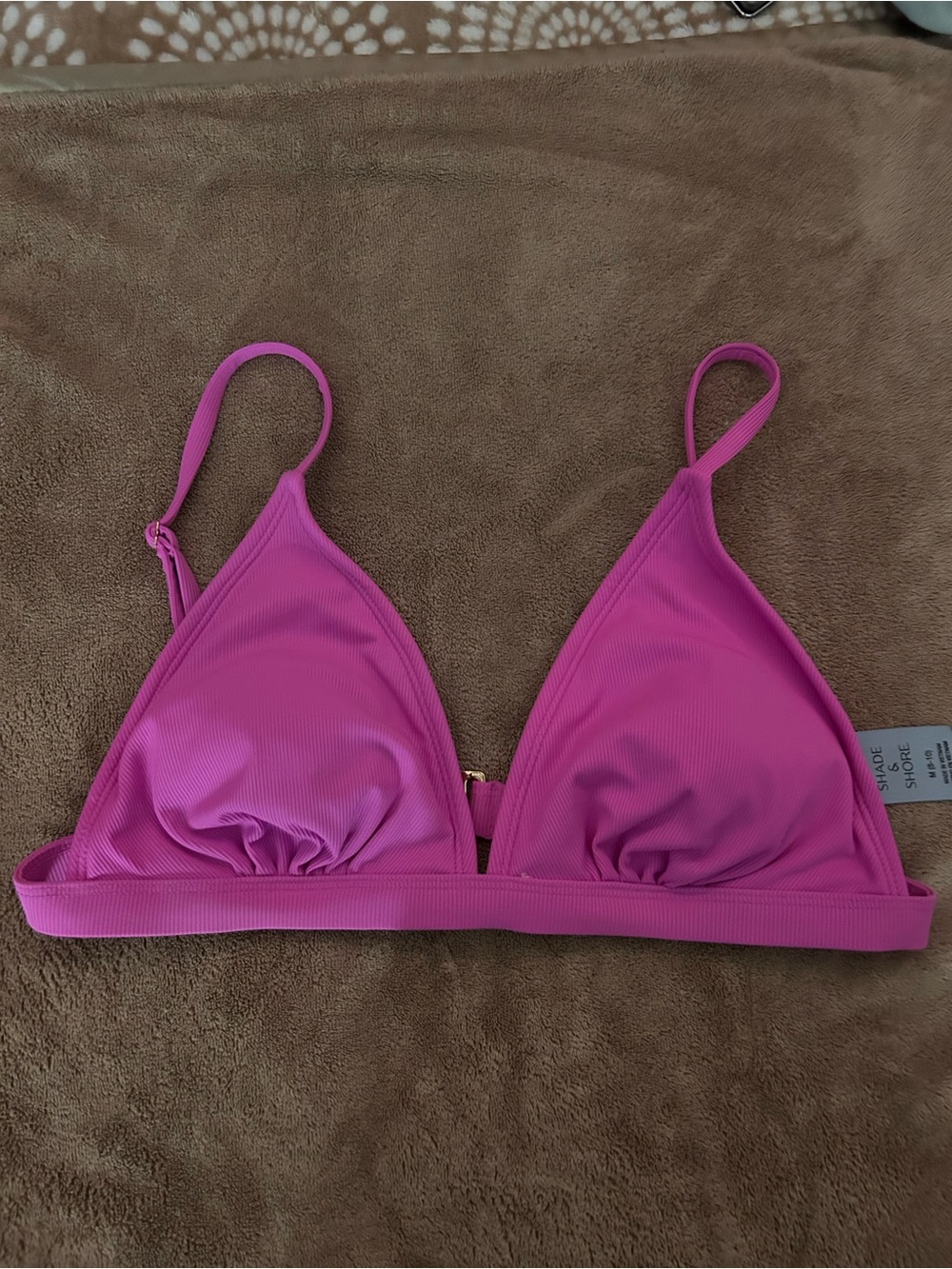 Shade & Shore Pink Ribbed Bikini Top